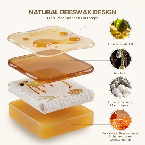 2 Packs Wide Zipper Access Beeswax Bread Bags for Homemade Bread (2 Count)