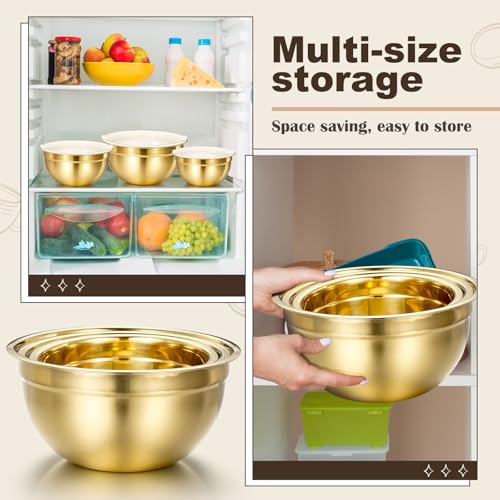 7 Pcs Gold Kitchen Accessories Includes Stainless Steel Colander with Handles (7 Count)