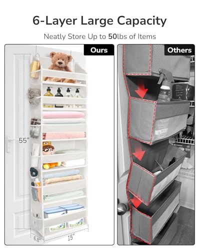Over The Door Organizer with 6 Large Pockets 12 Side Pockets
