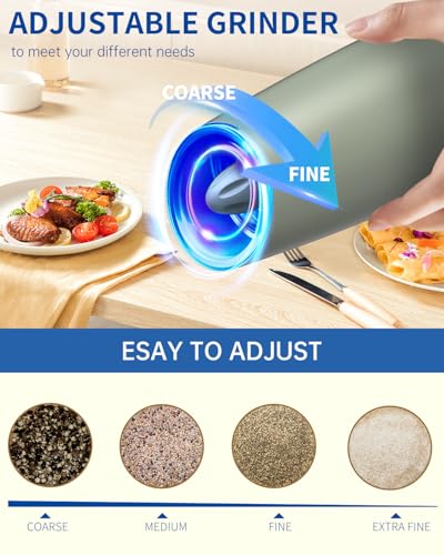 Gravity Electric Salt and Pepper Grinder Set Automatic Salt and Pepper Grinder Set with LED Light (2 Count)