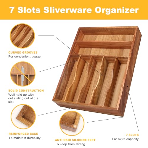 Kitchen Acacia Silverware Organizer