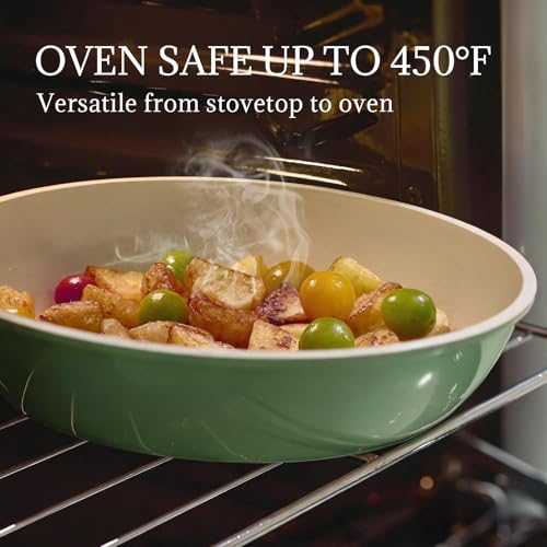 Ceramic Cookware Set Non Stick 8Pcs Pots and Pans Set Detachable Handle Induction Kitchen Cooking Set with Frying Pans Oven Dishwasher Safe