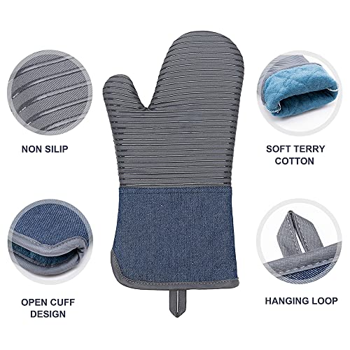 Oven Mitts Pot Holders Set of 4 Made with Pure Cotton and Food Grade Non (4 Count)