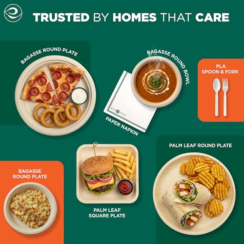 10 Inch Disposable Bagasse Paper Plates (400 Count)