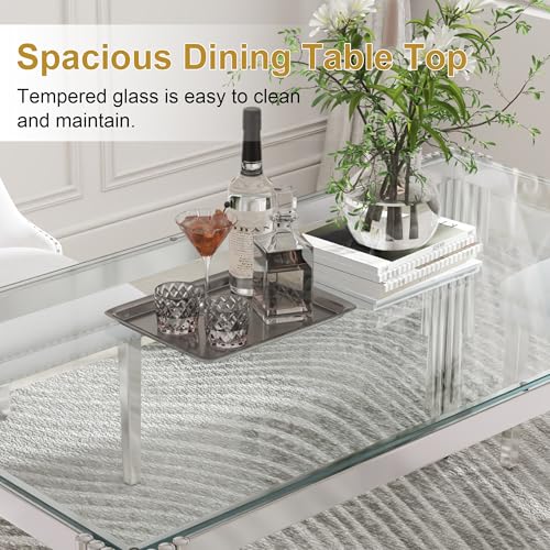 63'' Modern Glass Dining Table for 4