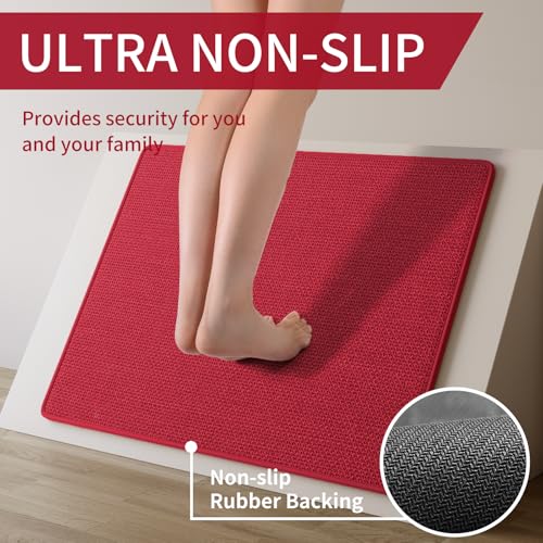Long Kitchen Runner Rugs Kitchen Mat Non Slip Washable Red 17"x59"