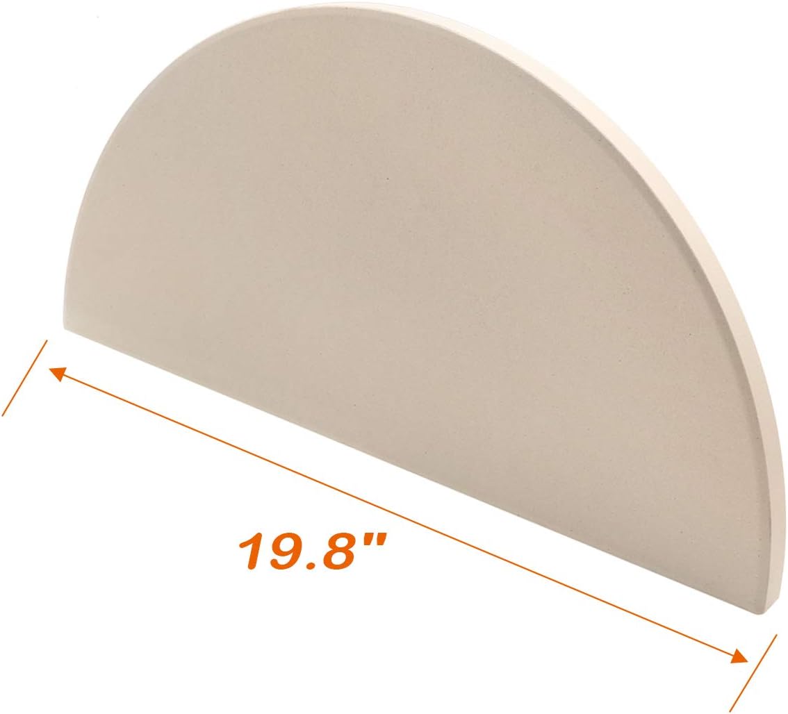 BBQ Future 19.8 Inch Half-Moon Ceramic Heat Deflector Plates for Kamado Joe Big Joe I, II & III, 2-Pack, White - Culinary Roots