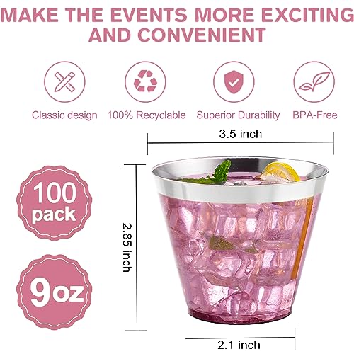 100PCS Silver Plastic Cups (100 Count)