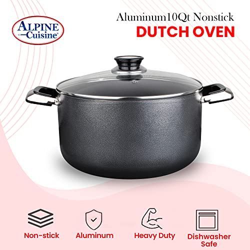 10 Quart Non stick Stock Pot with Tempered Glass Lid and Carrying Handles