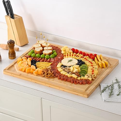 24 x 18 Extra Large Bamboo Serving Boards for Kitchen