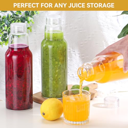 34 Oz Glass Juice Bottles with Lids (4 Count)