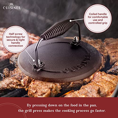 Cast Iron Skillet + Grill Press + Scraper Set