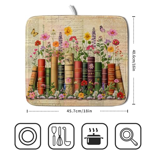 Colorful Books Kitchen Drying Mat