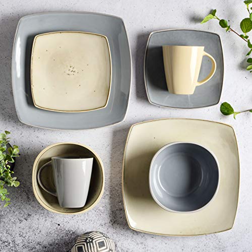 Soho Lounge Square Reactive Glaze Stoneware Dinnerware Set