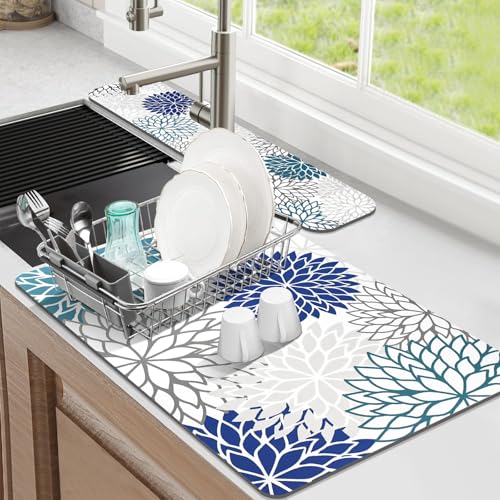 2PCS 12" x 20" Dish Drying Mat & 24" x 5.5" Sink Splash Guard