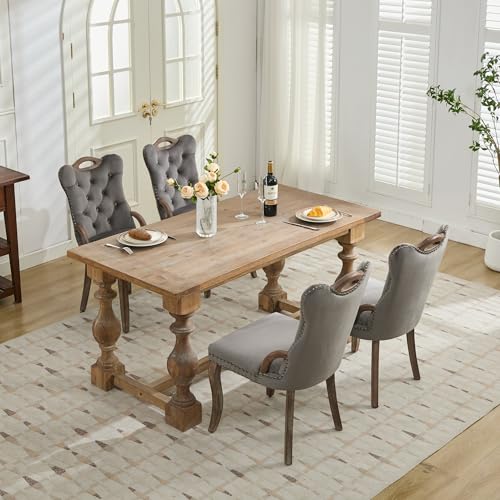 Grey Velvet Upholstered Dining Chairs Set of 4