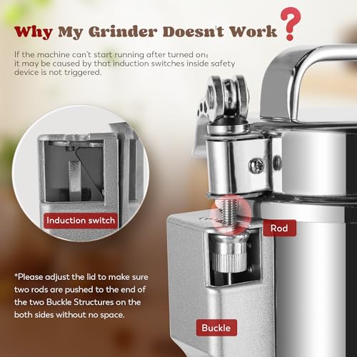 Grain Mill Grinder Electric 500g Commercial Spice Grinder 2500W Stainless Steel Pulverizer Dry Grinder Grinding Machine