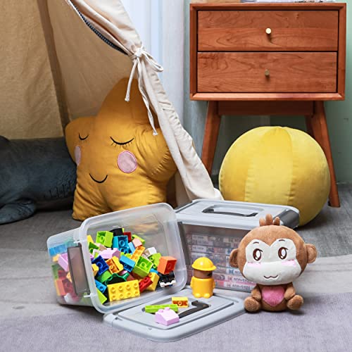 Citylife 4 Packs 6 QT Plastic Storage Bins with Latching Lids Stackable Storage Containers for Organizing Clear Storage Box for Garage