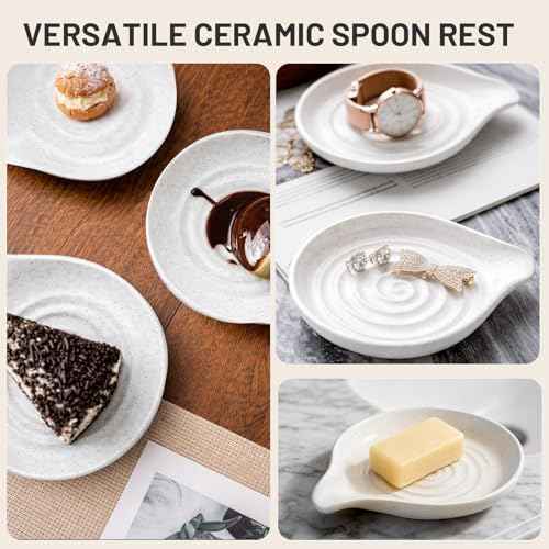 Ceramic Rotating Utensil Holder with Spoon Rest for Kitchen Counter White