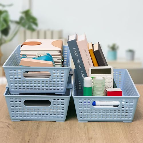 Stackable Woven Plastic Basket (6 Count)