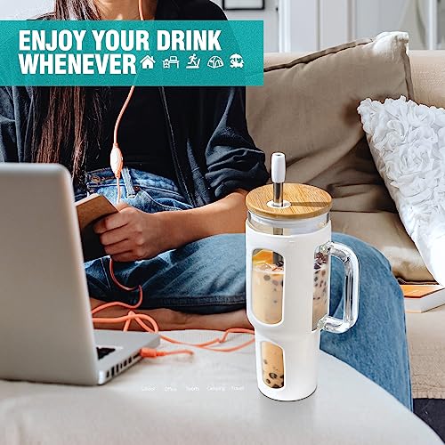 Glass Tumbler with Lid and Straw