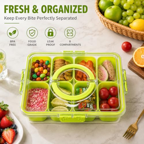 Divided Serving Tray with Lid and Handle