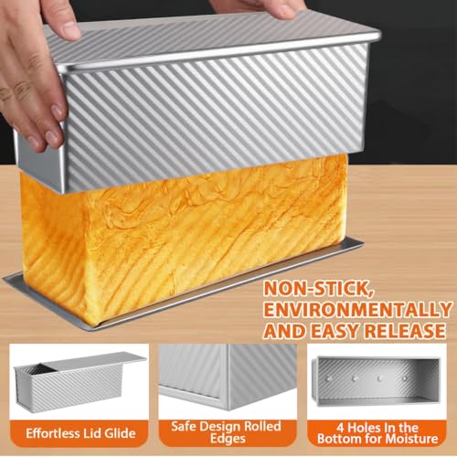 Non Stick Pullman Loaf Pan with Lid 13x4 Inch