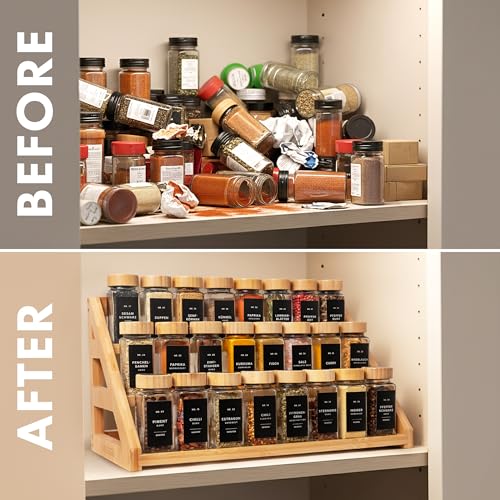 3 Tier Bamboo Spice Rack Organizer for Cabinet