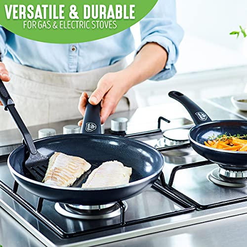 Soft Grip Healthy Ceramic Nonstick 12 Piece Kitchen Cookware Pots and Frying Sauce Saute Pans Set