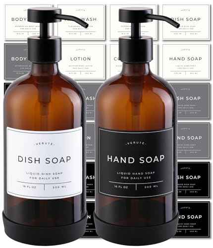 Hand and Dish Soap Dispenser for Kitchen and Bathroom (2 Count)
