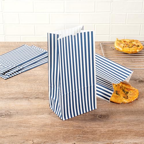 Blue And White Stripe Paper Bag (100 Count)