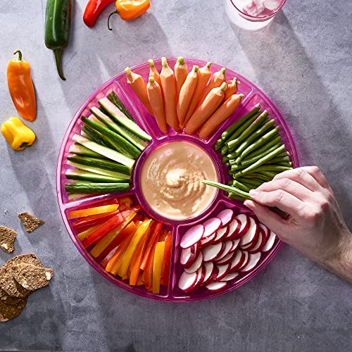 6 Sectional Round Plastic Serving Tray (2 Count)