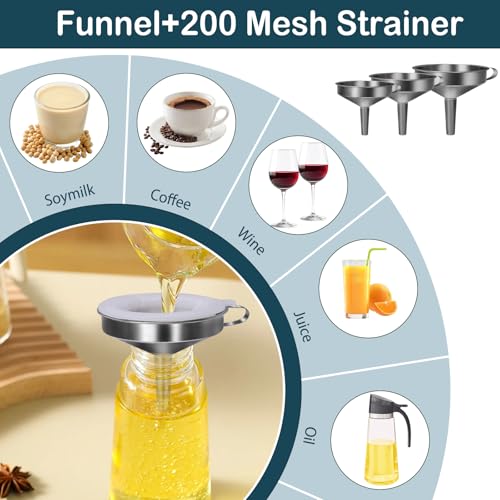 5 Pack Funnels for Filling Bottles Stainless Steel