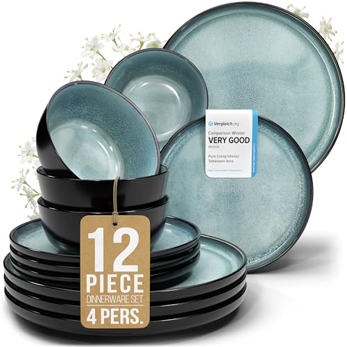 12 Piece Stoneware Dinnerware Set for 4 (12 Count)
