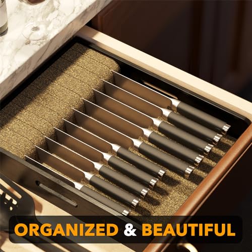 Large Knife Drawer Organizer Bamboo Insert Dock