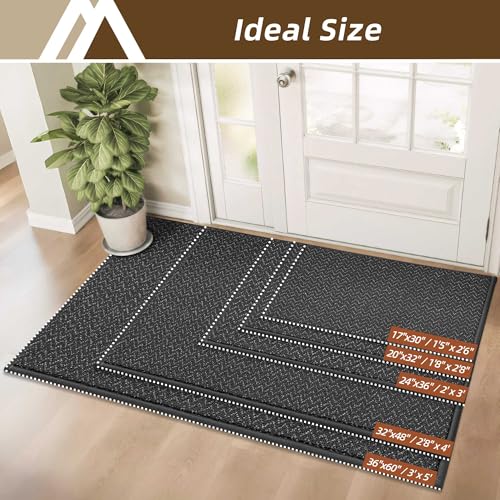 Dirt Trapper Door Mat 17"x30" Non Slip Washable Dark Grey