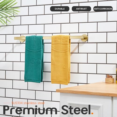 24 Inch Bathroom Towel Bar Bath Towel Rack Kitchen Towel Holder Towel Rails Wall Mounted SUS304 Stainless Steel Brushed Gold AN4001GD