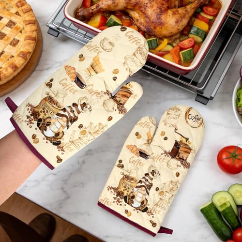 Coffee Gnome Oven Mitts and Pot Holders Set (2 Count)