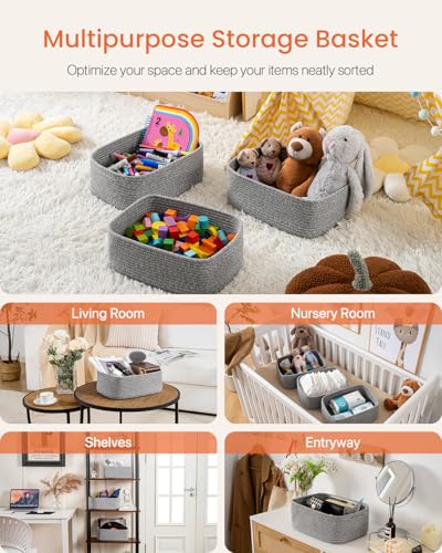 Small Woven Storage Basket for Organizing (3 Count)
