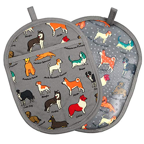 Pot Holders with Transparent Clear Silicone Shell and Nice Dog Flower (2 Count)