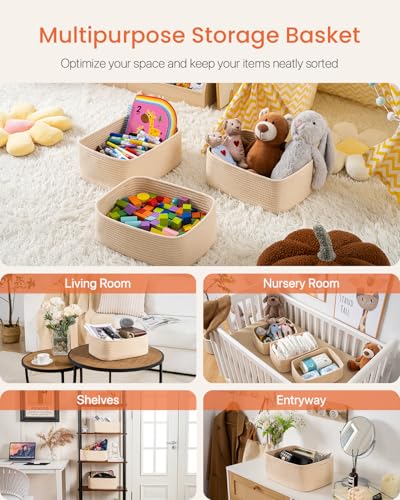Small Woven Storage Basket for Organizing (3 Count)
