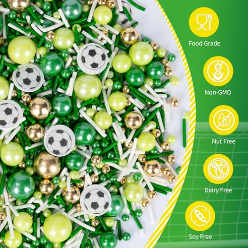 Edible Soccer Sprinkles for Cake Decorating (4.6 Ounce)