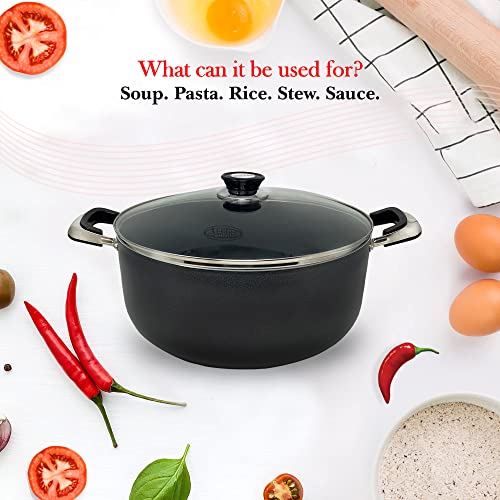 18 Quart Non stick Stock Pot with Tempered Glass Lid and Carrying Handles