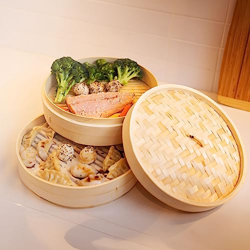 2 Tier Bamboo Steamer Baskets