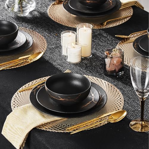 12 Piece Matte Crackle Dinnerware Set