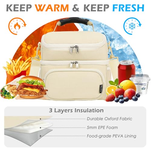Double Layer Cooler Insulated Lunch Bag Adult Lunch Box Large Tote Bag for Men