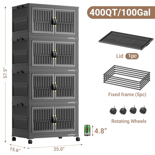 400Qt Stackable Storage Bins with Lid (4 Count)