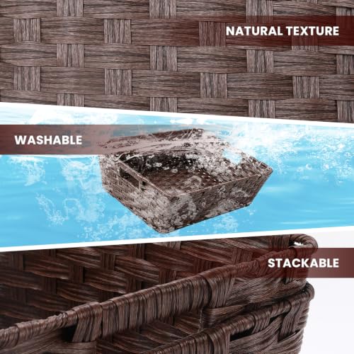 Large 2 Pack Plastic Wicker Storage Baskets (2 Count)