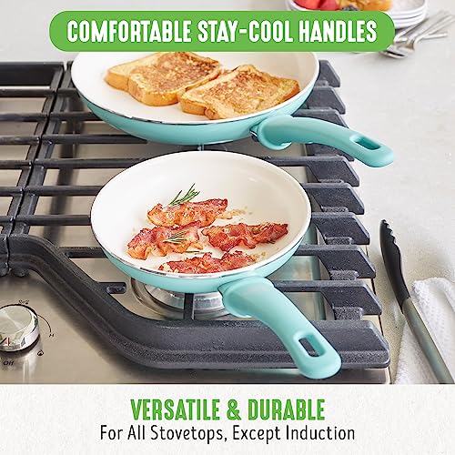 Soft Grip Healthy Ceramic Nonstick 18 Piece Kitchen Cookware Pots and Frying Sauce Saute Pans Set