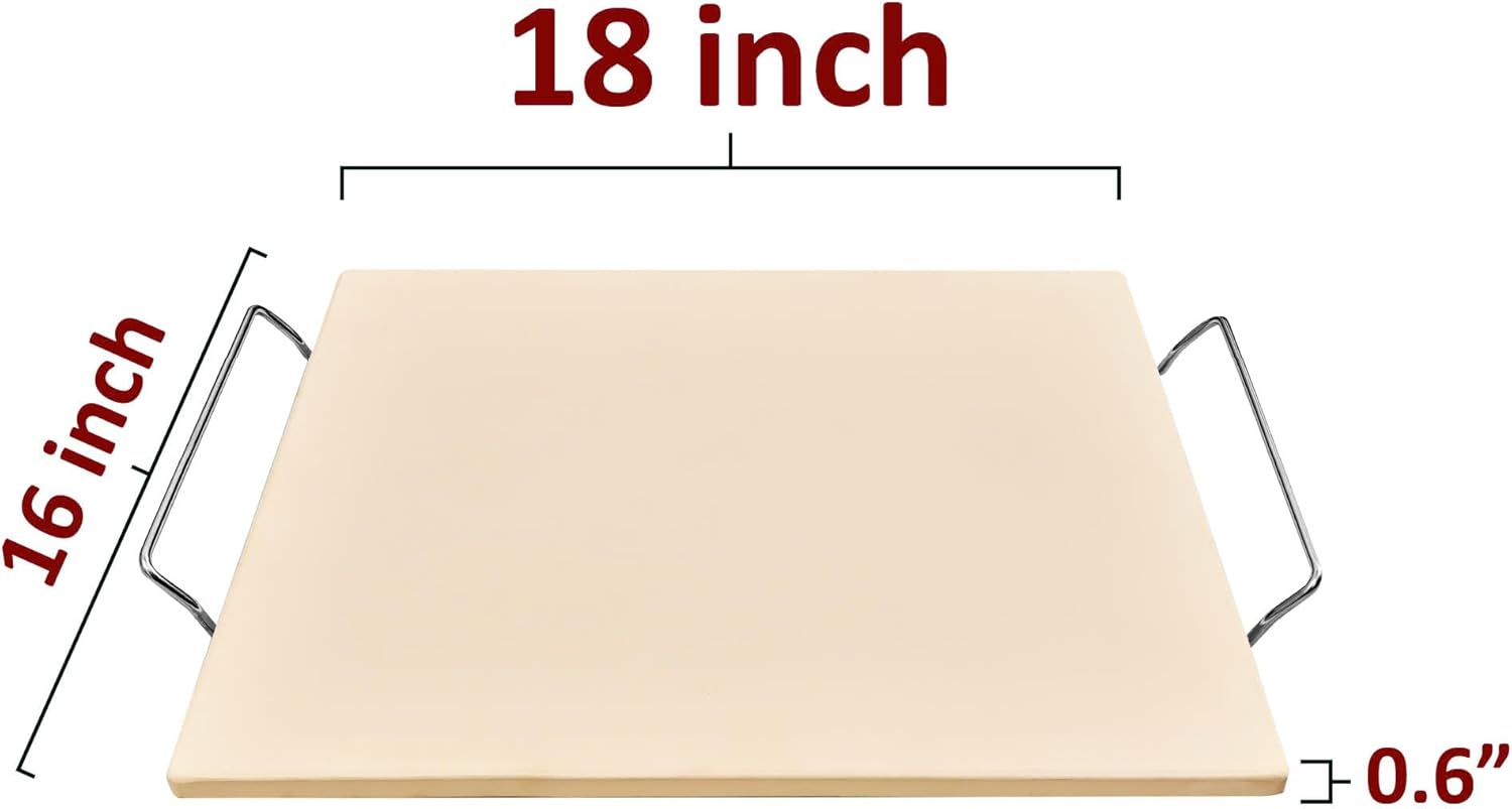 18 Inch Pizza Stone, 16x18 inch Stone for oven and grill - Durable Ceramic Pizza Stone, Heat Resistant up to 1,472°F, Perfect for Homemade Pizza, Bread and More - Culinary Roots